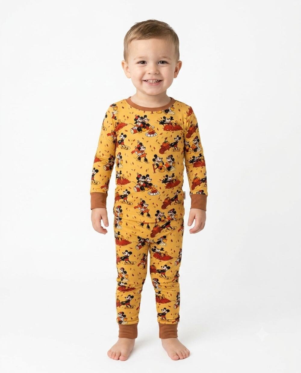 Bamboo Bliss Mickey Mouse Fall Pumpkin Long Sleeve Pajama Toddler Size 18-24M